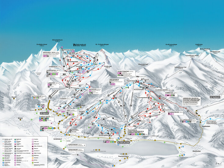 Region panorama ski map Zell am See-Kaprun Winter 2022/23 | © Zell am See-Kaprun Tourismus
